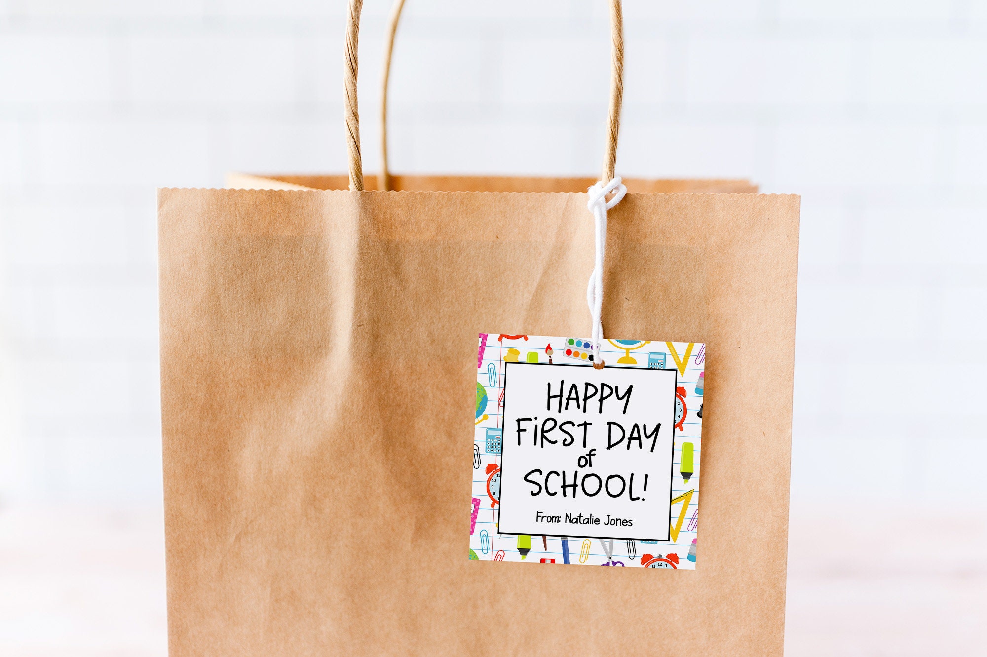 Back to School Tag Template, Printable First Day of School Gift Tag ...