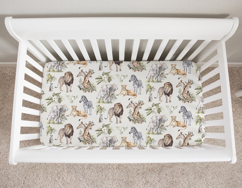 Safari Animals Crib Sheet Safari Crib Bedding Safari Etsy