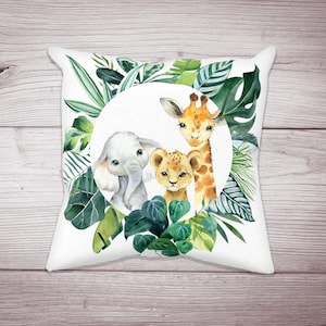Safari Nursery Pillow, Safari Animals Nursery Pillow, Safari Crib Bedding, Safari Nursery Decor, Jungle Nursery, Elephant, Giraffe, Lion