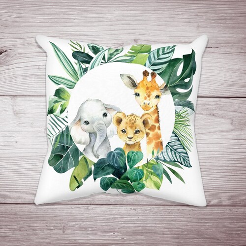 Safari Animals Nursery Pillow Safari Crib Bedding Baby Girl Etsy