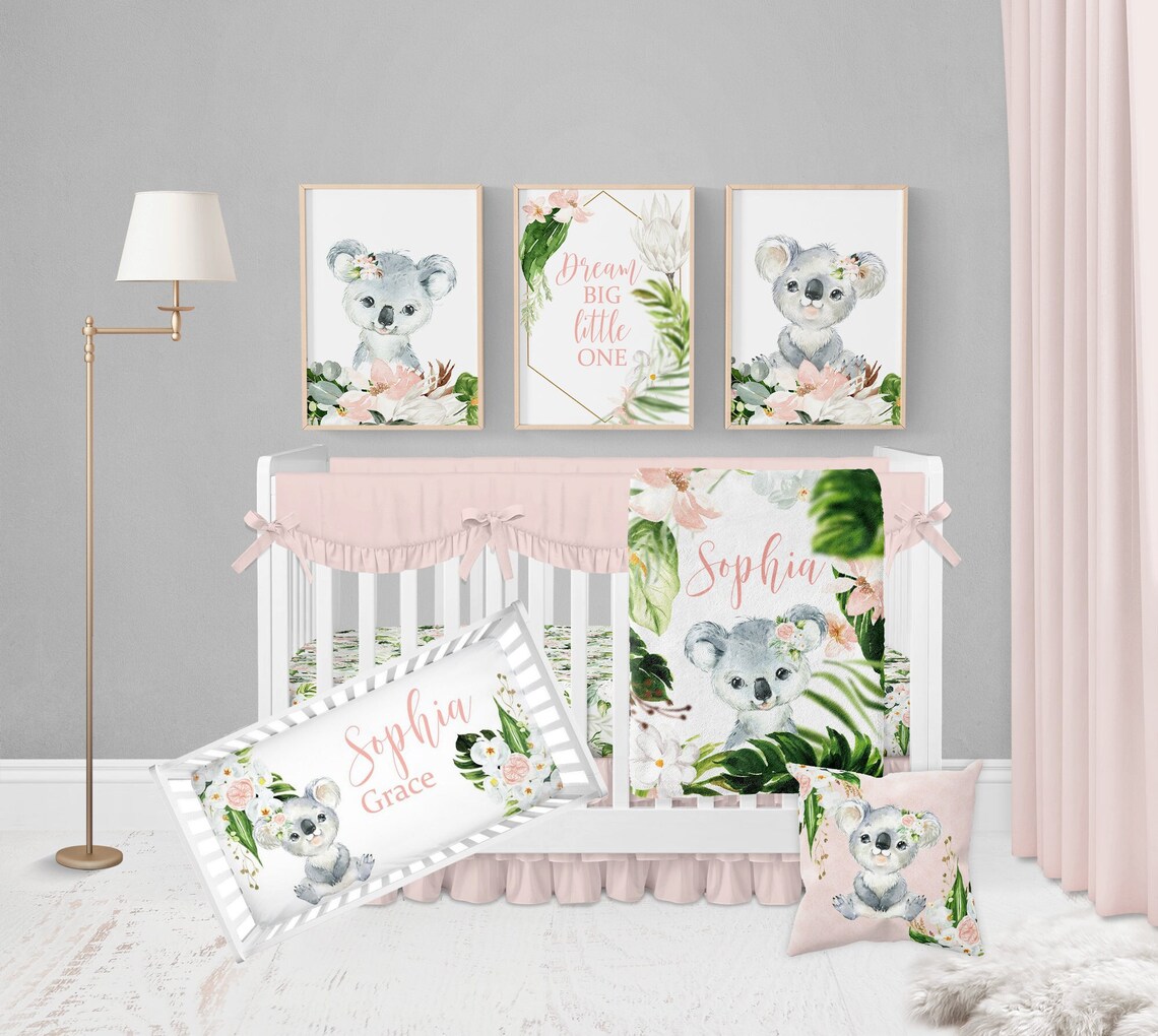 Koala Crib Bedding Set Baby Girl Crib Bedding Koala Nursery Etsy