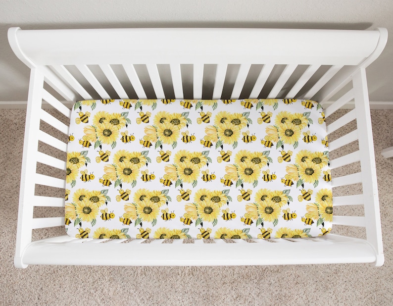 Bee Crib Bedding Set Baby Girl Nursery Bedding Sunflower Etsy