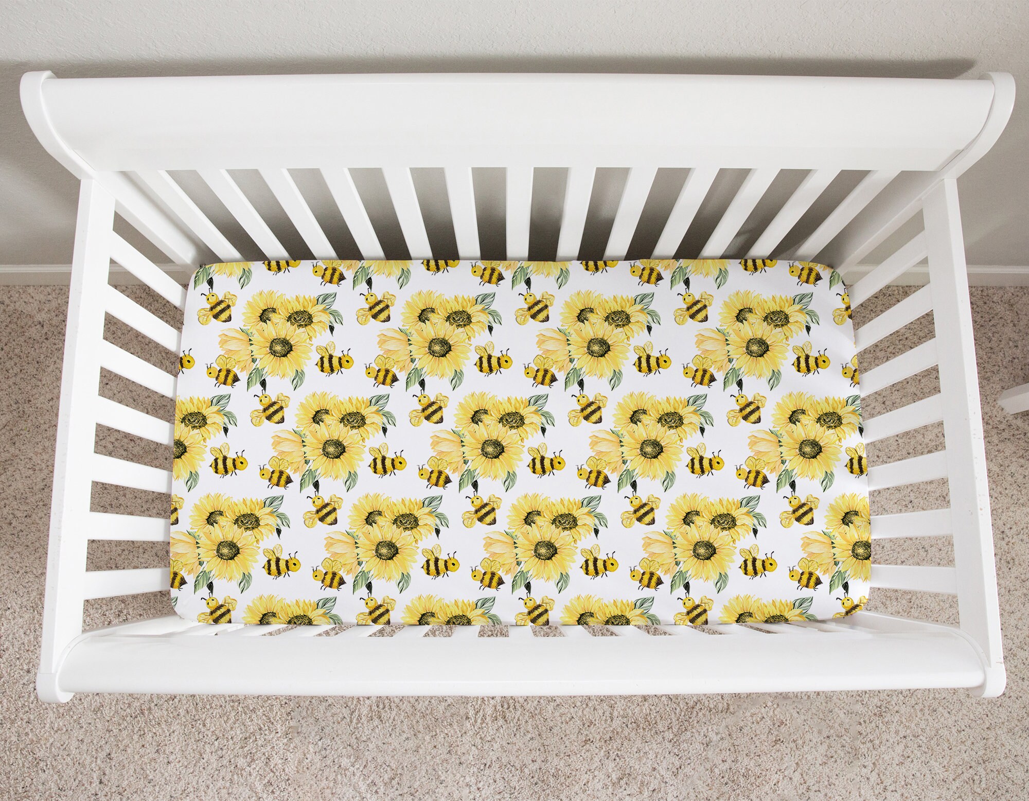 Bee Crib Bedding Set, Baby Girl Nursery Bedding, Sunflower Crib, Bumble