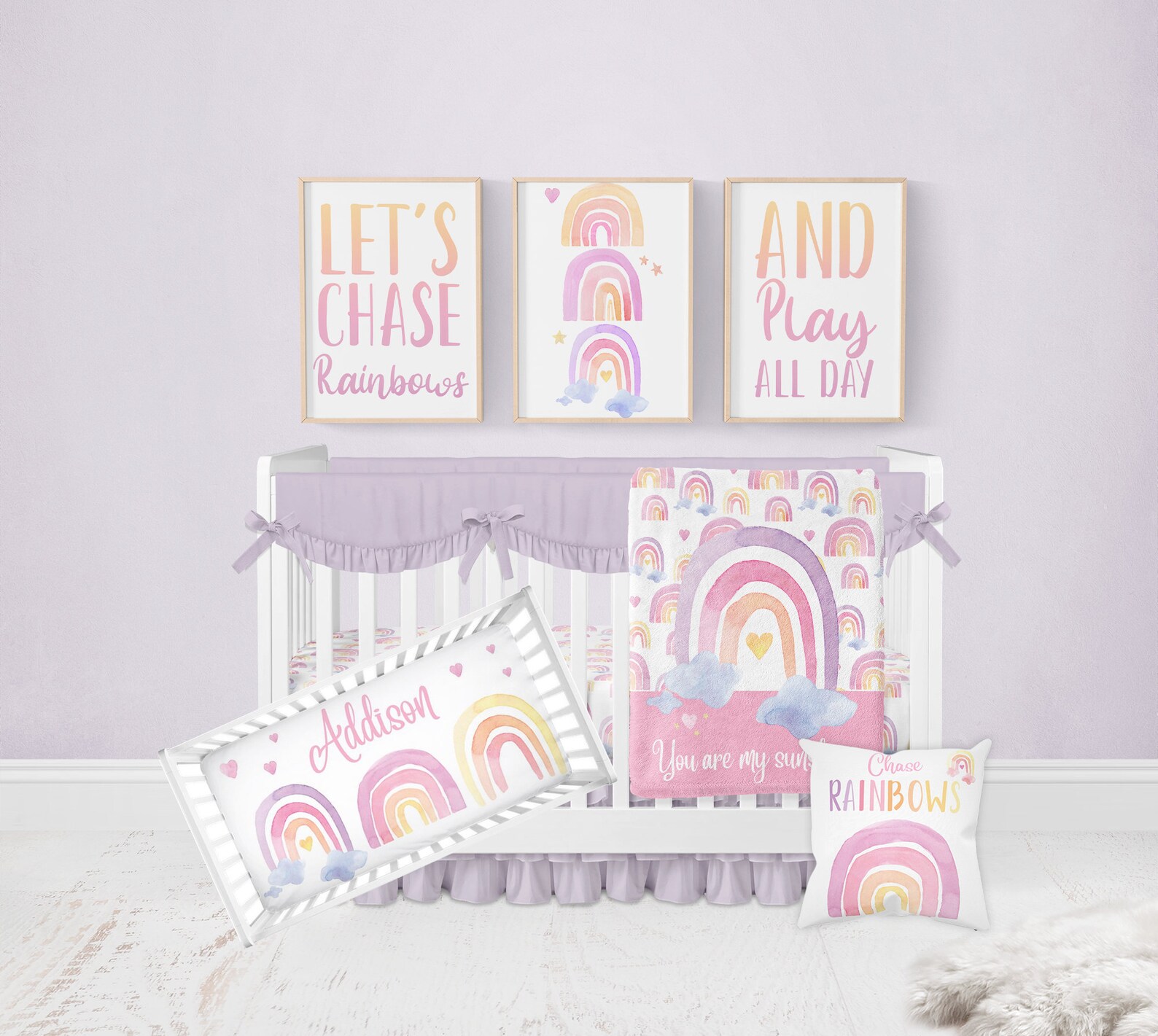 Rainbow Crib Bedding Set Baby Girl Crib Bedding Set You Are Etsy