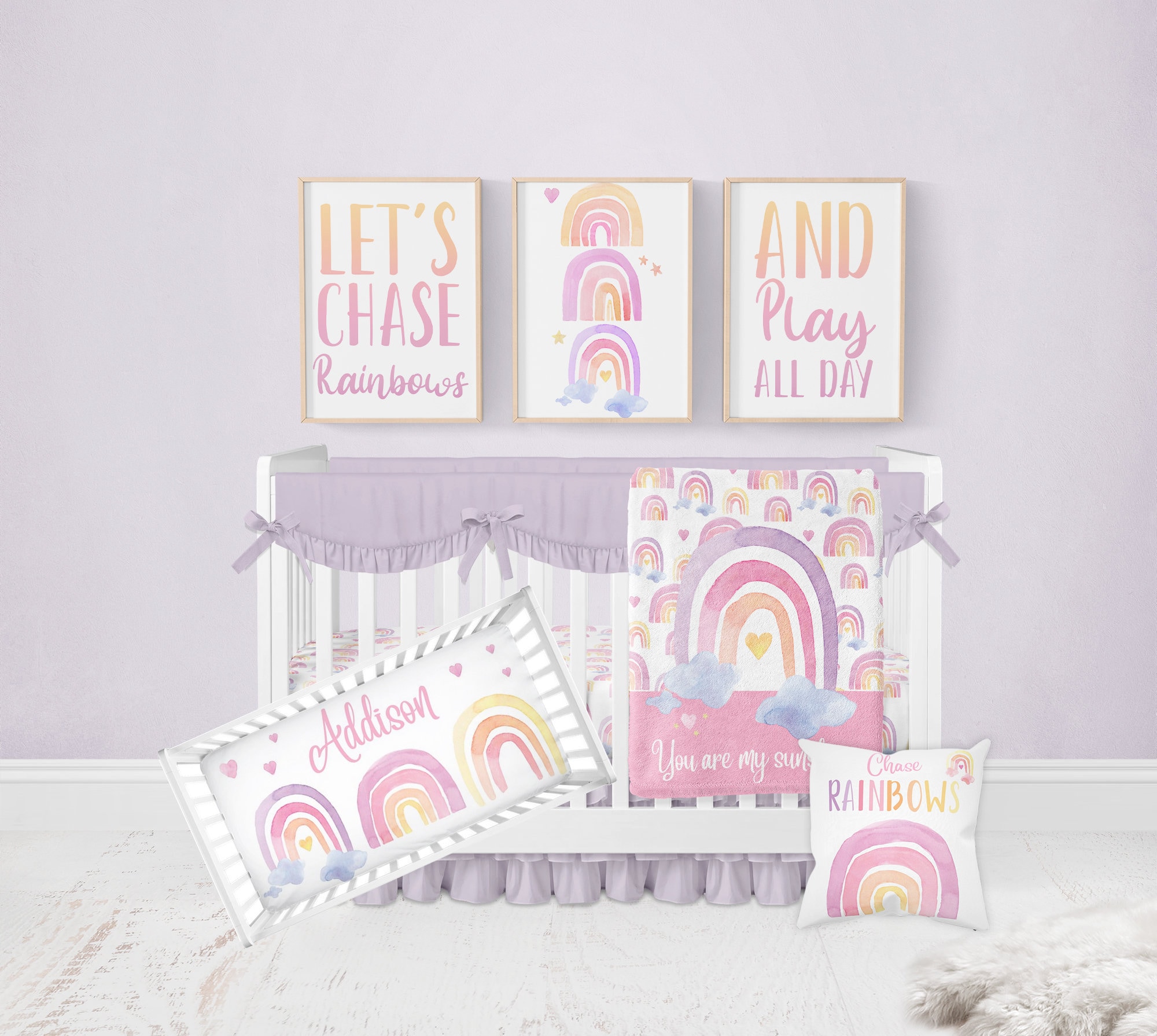 Rainbow Crib Bedding Set Baby Girl Crib Bedding Set You Are Etsy