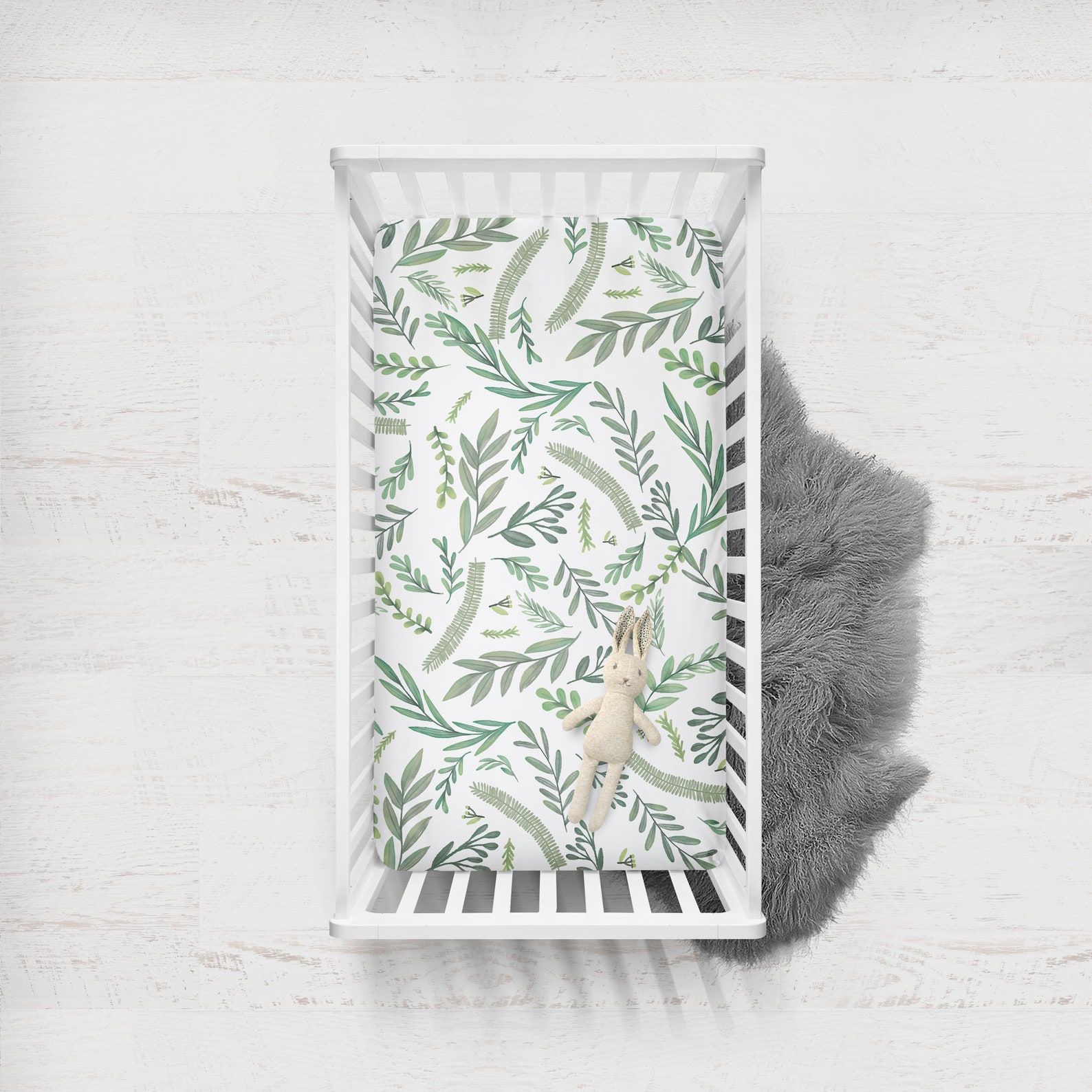 Botanical Crib Sheet Green Leaf Crib Sheet Greenery Crib Etsy