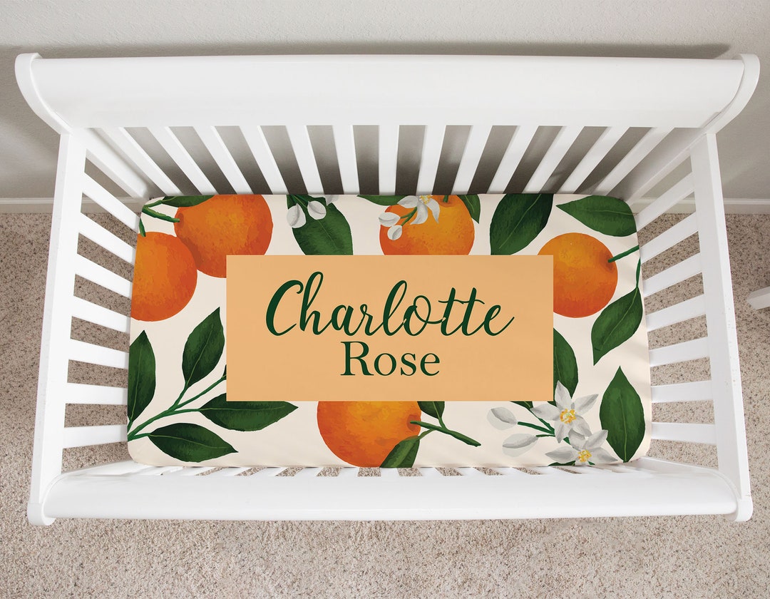 Crib Sheets Girl, Orange Crib Sheet, Orange Crib Bedding, Personalized