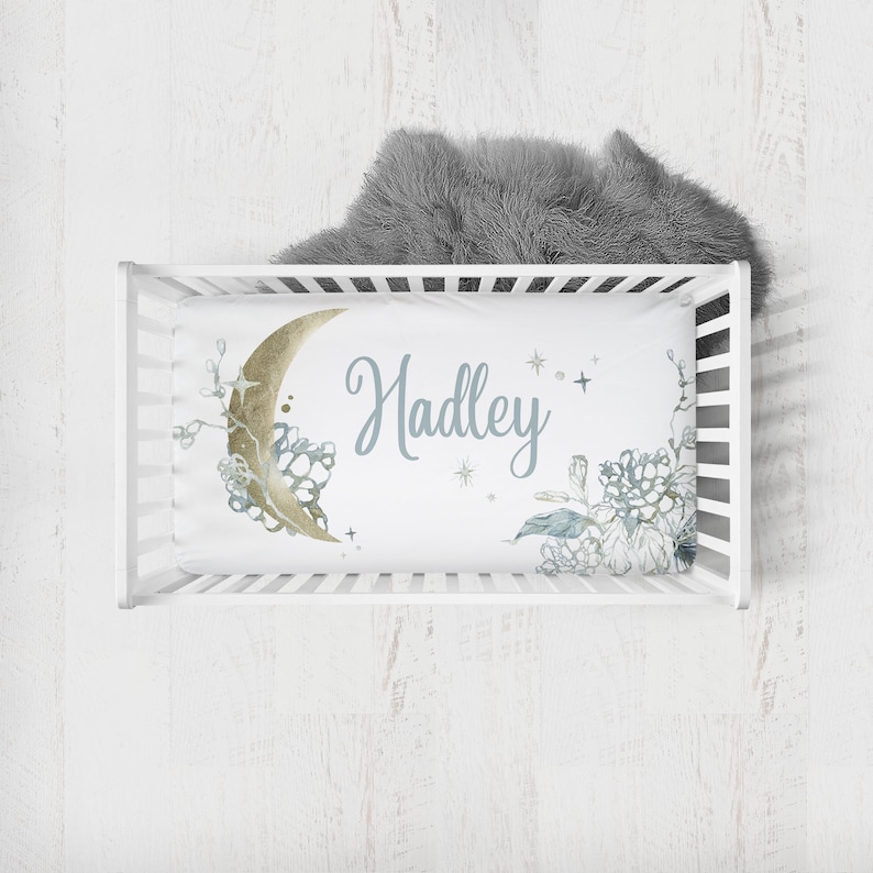 Moon Crib Bedding Love You To The Moon and Back Baby Girl Etsy