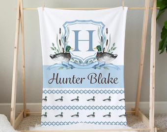 Manta de pato silvestre personalizada, manta de bebé personalizada, manta de bebé de pato silvestre, ropa de cama para bebé niño, guardería de pato silvestre, regalo de baby shower
