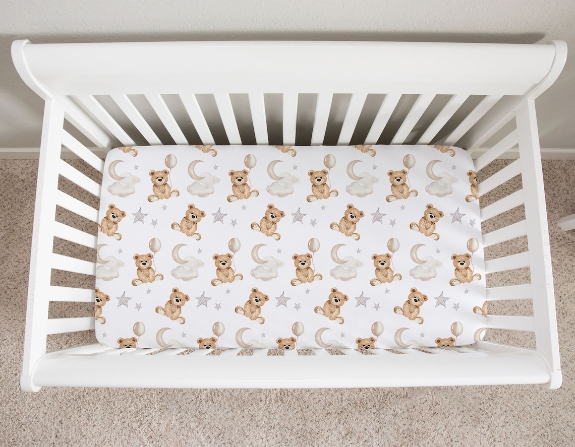 Teddy Bear Crib Bedding Set Neutral Crib Bedding Baby Boy Etsy