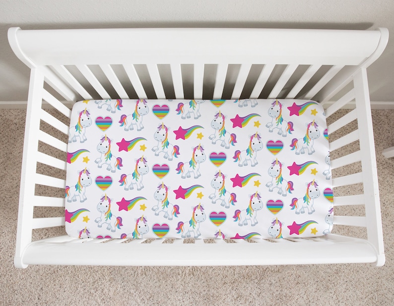 Unicorn Crib Bedding Set Baby Girl Crib Bedding Rainbow Etsy