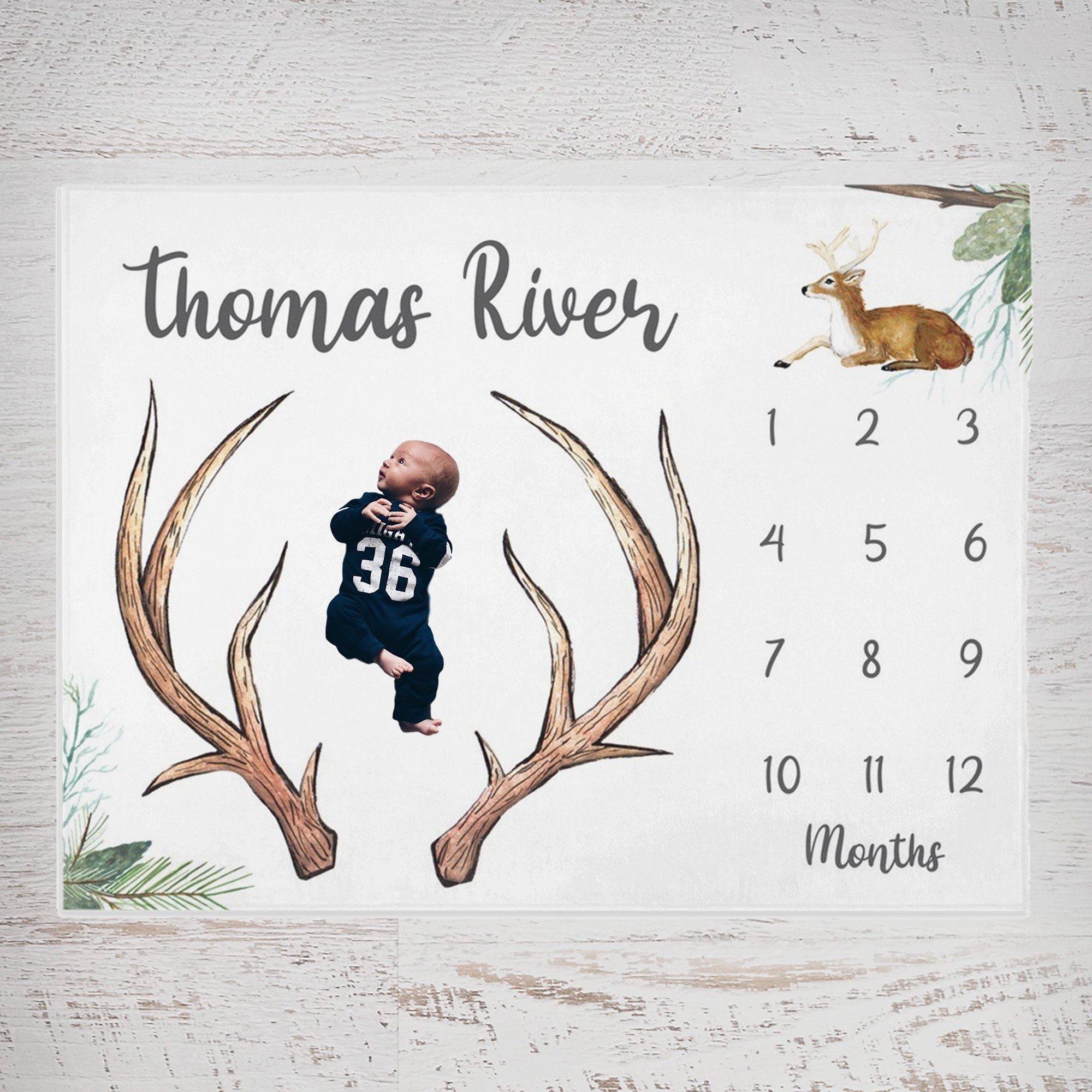 Deer Milestone Blanket Milestone Blanket Boy Baby Boy Etsy