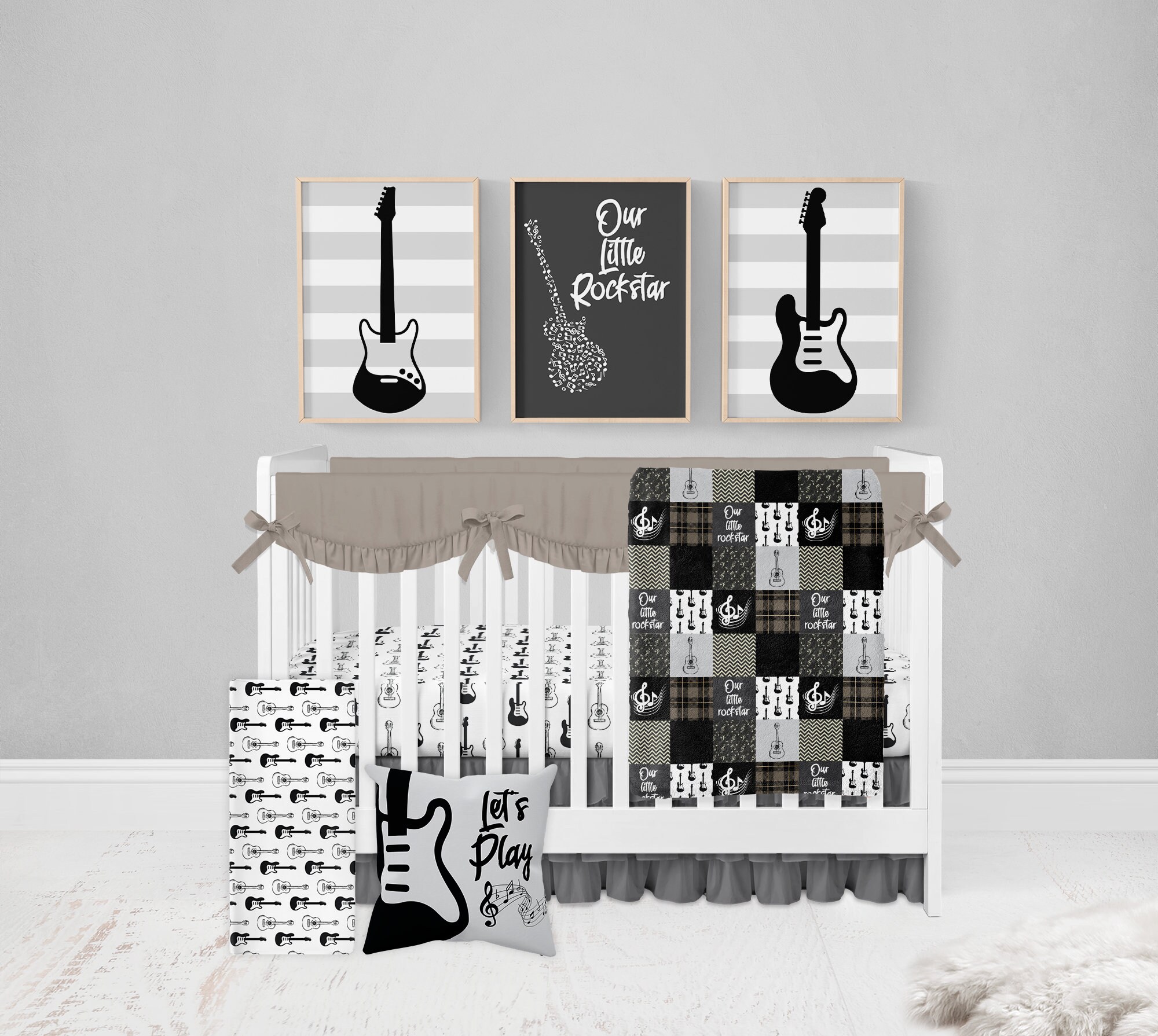 Guitar Crib Sheet Crib Sheets Boy Guitar Crib Bedding Music Etsy