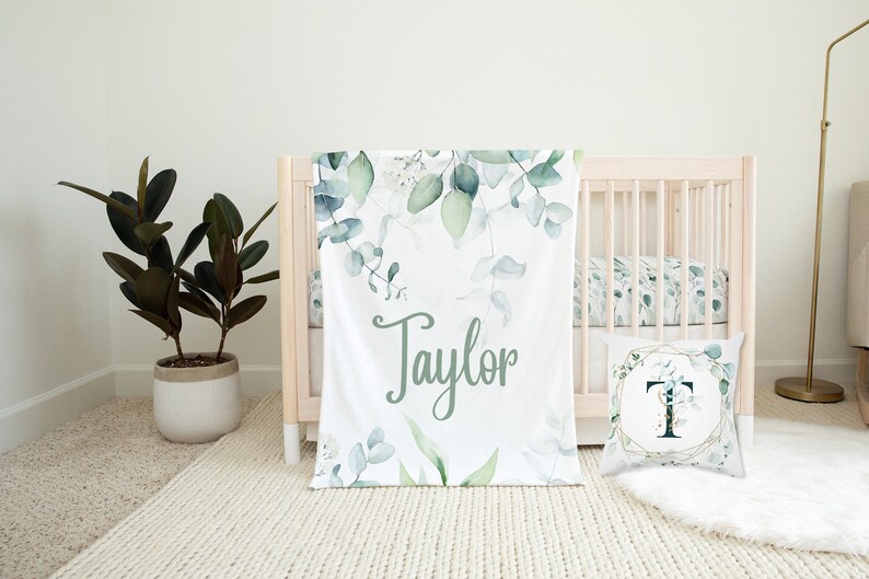 Personalized Crib Sheets Greenery Nursery Crib Sheets Girl Etsy
