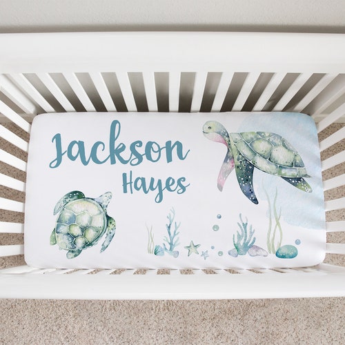 Ocean Crib Sheet Sea Turtle Crib Sheet Ocean Crib Bedding Etsy