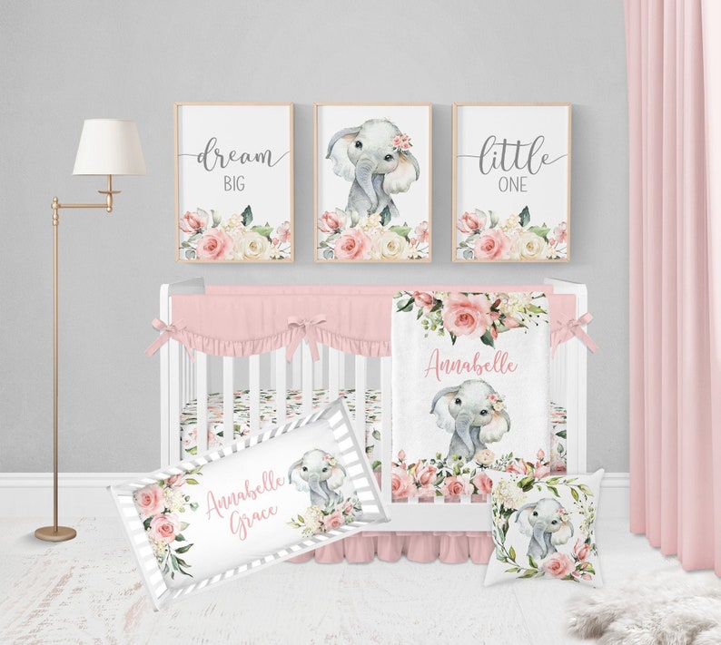 Elephant Baby Bedding Set Baby Girl Crib Bedding Etsy