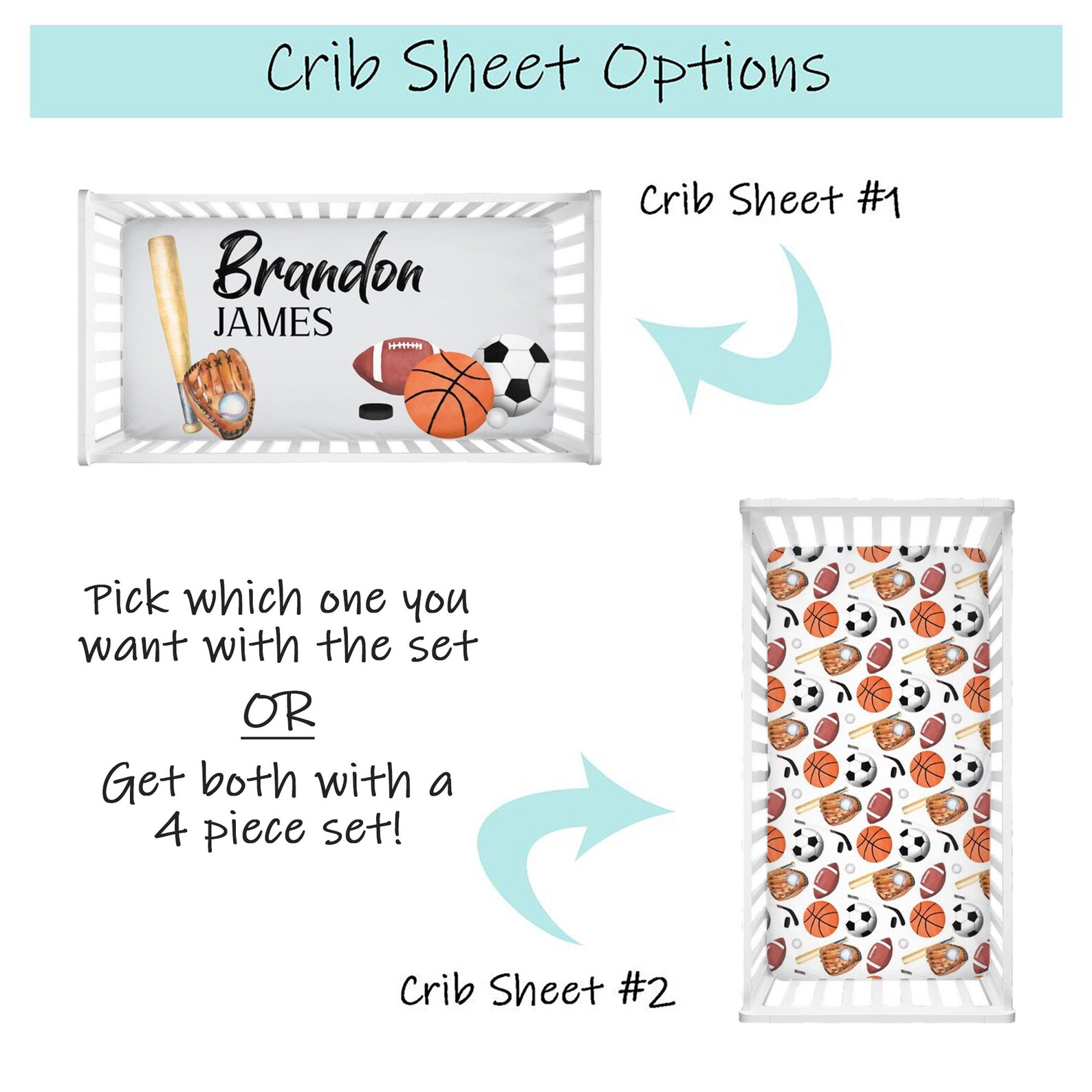 Sports Crib Bedding Set Boy Crib Bedding Set Sports Etsy