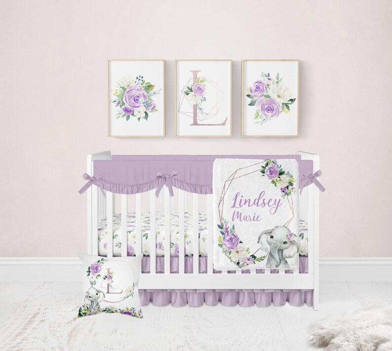 Purple Floral Crib Sheet Purple Crib Sheets Baby Girl Crib Etsy