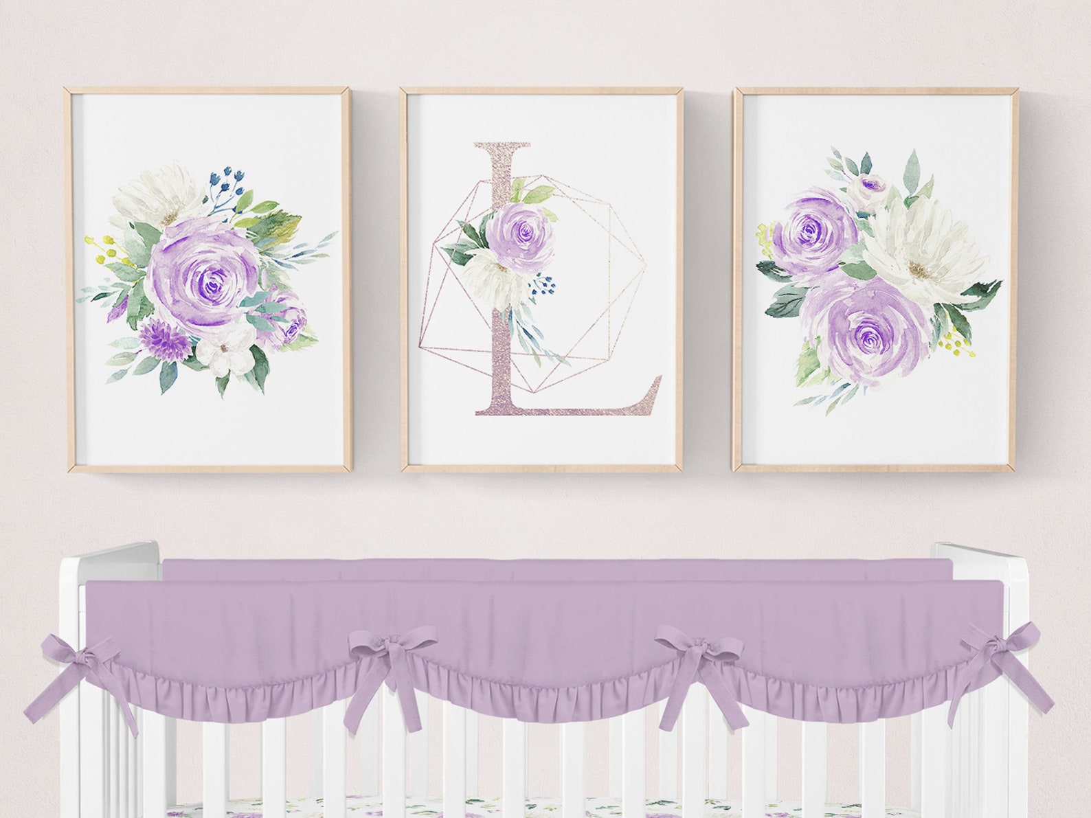 Purple Floral Nursery Decor Girl Nursery Prints Floral Girl Etsy