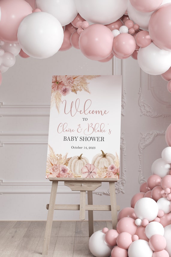 Pink pumpkin baby shower decorations 2025