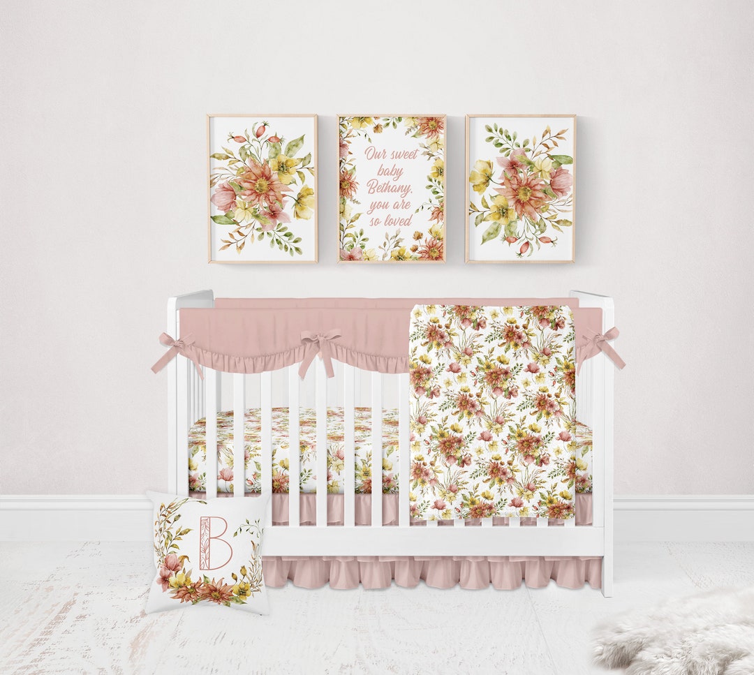 Vintage Floral Bedding Crib, Girl Nursery Bedding Set, Boho Crib ...