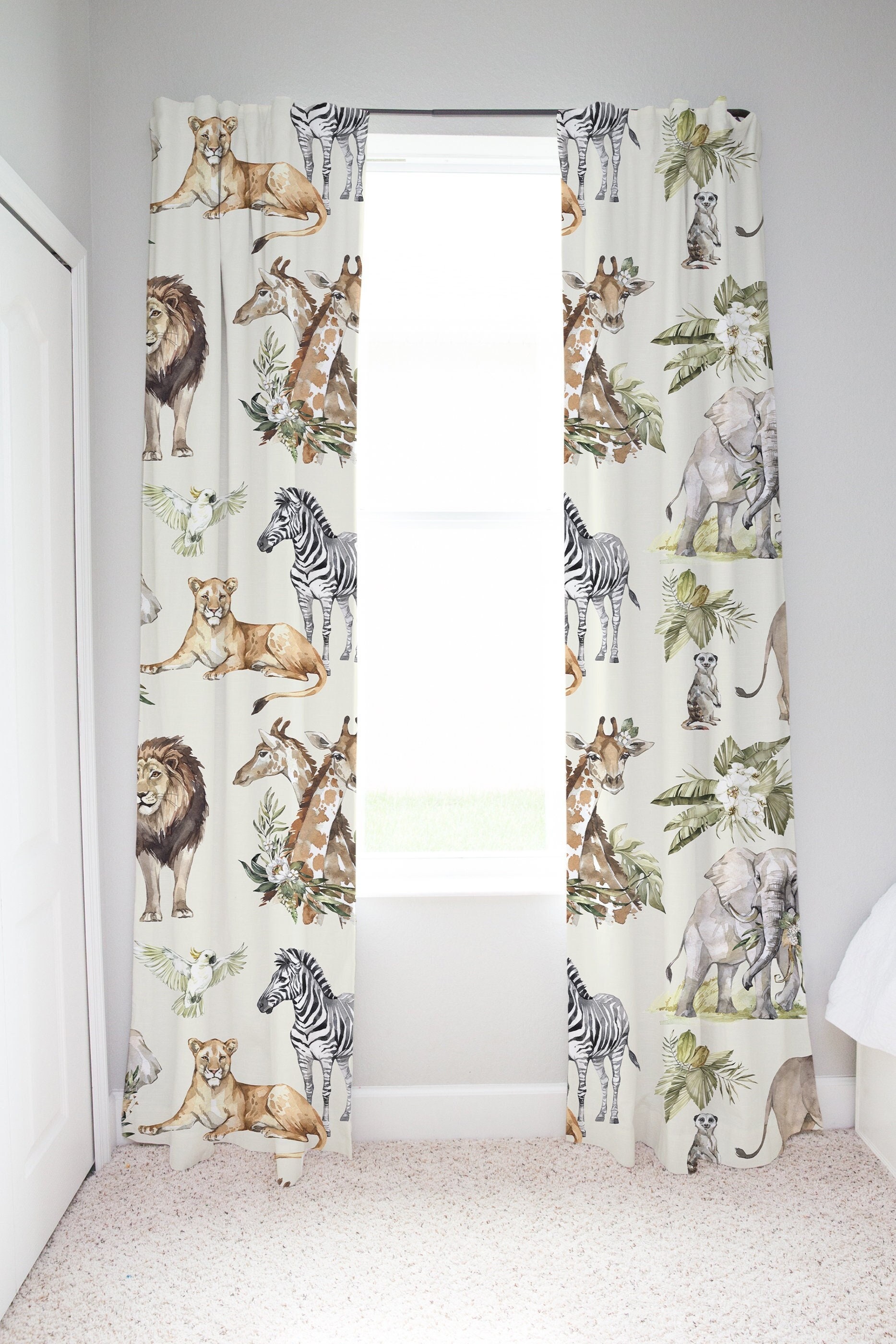 Safari Curtains Safari Nursery Decor Safari Window Curtains Etsy