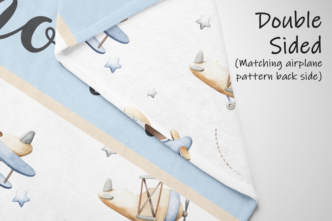 Personalized Airplane Baby Blanket Baby Boy Blanket Baby Etsy