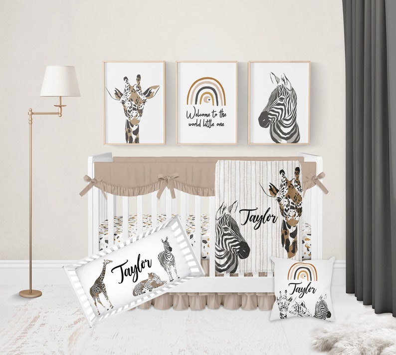 Safari Crib Bedding Set Neutral Crib Bedding Set Safari Etsy