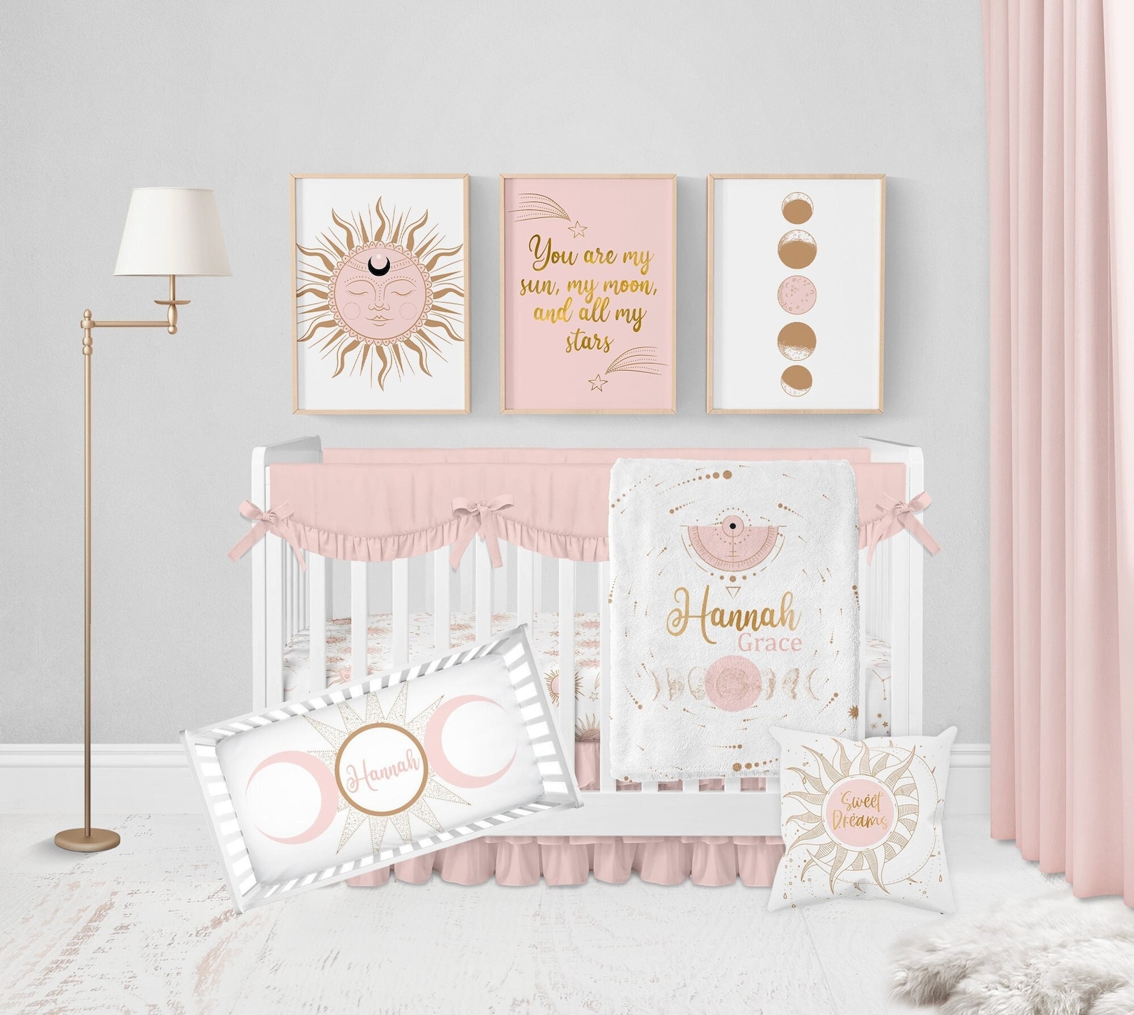 Moon and Stars Crib Bedding Set Sun Crib Bedding Baby Girl Etsy