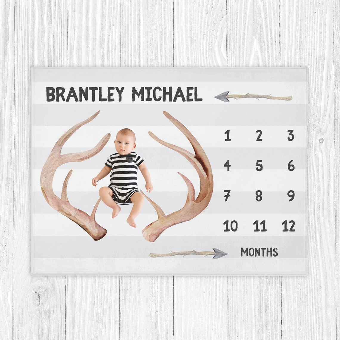 Deer Milestone Blanket Baby Milestone Blanket Boy Woodland Etsy