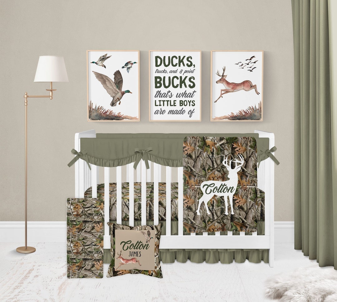 Blue Camo Crib Bedding