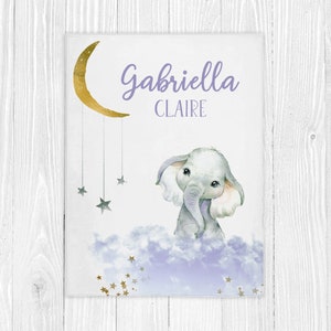Elephant Baby Blanket, Custom Baby Blanket, Baby Girl Blanket, Elephant Nursery, Elephant Crib Bedding, Moon Crib Bedding, Baby Elephant