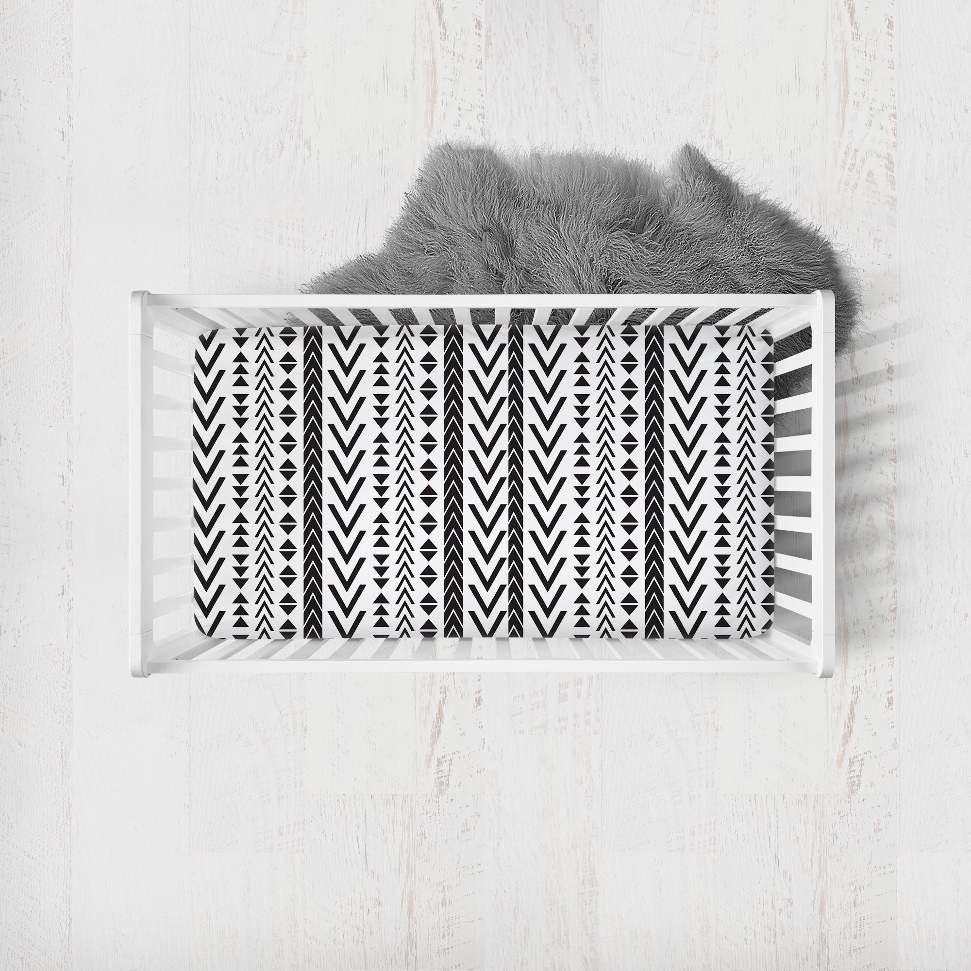 Black and White Crib Bedding Set, Gender Neutral Crib Bedding, Black