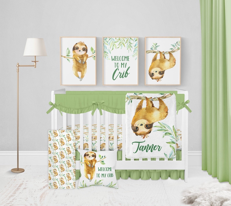 Sloth Crib Bedding Set Baby Boy Crib Bedding Set Sloth Etsy