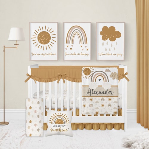 Rainbow Crib Bedding Set Baby Girl Crib Bedding Rainbow Etsy