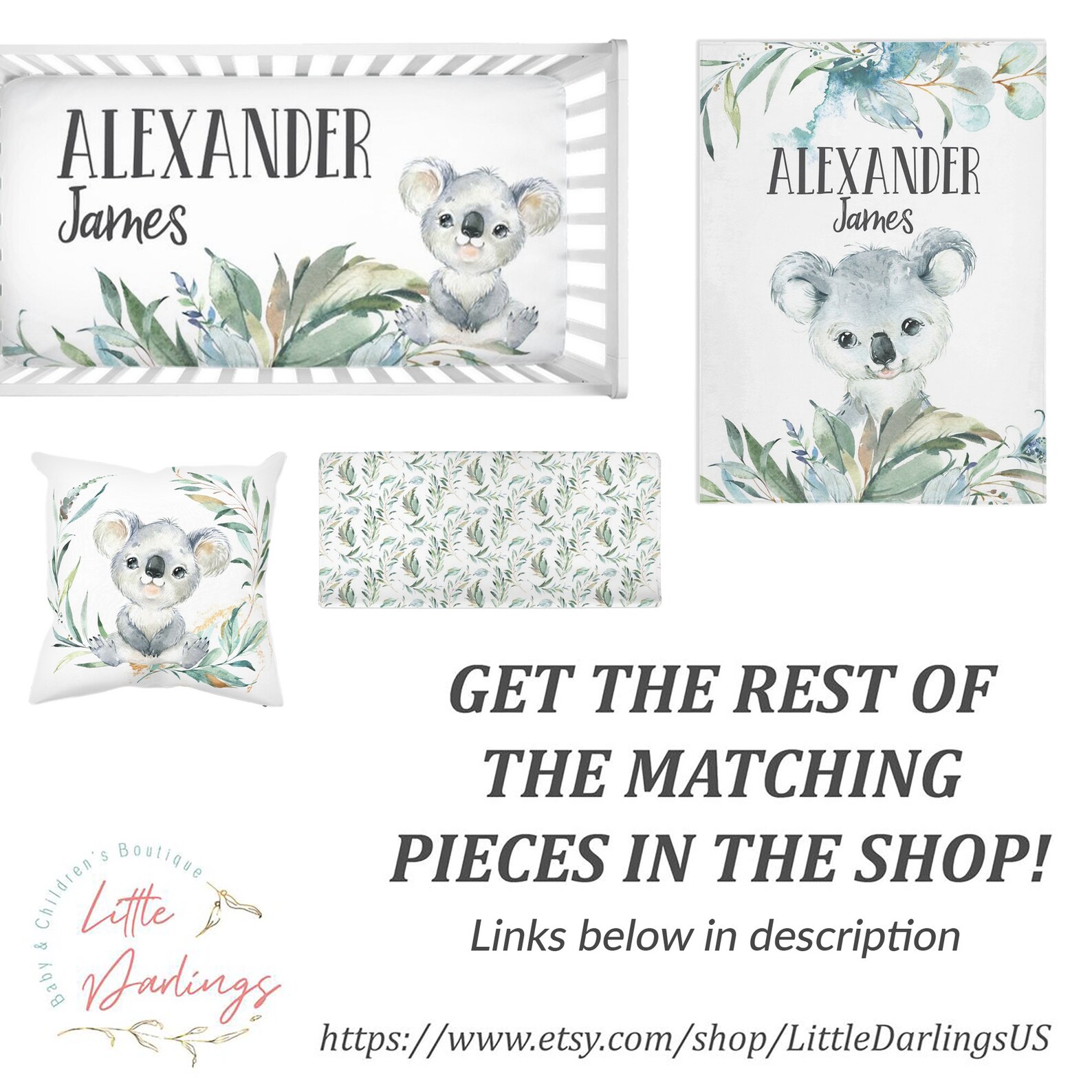 Koala Baby Blanket Personalized Baby Boy Blanket Koala Crib Etsy