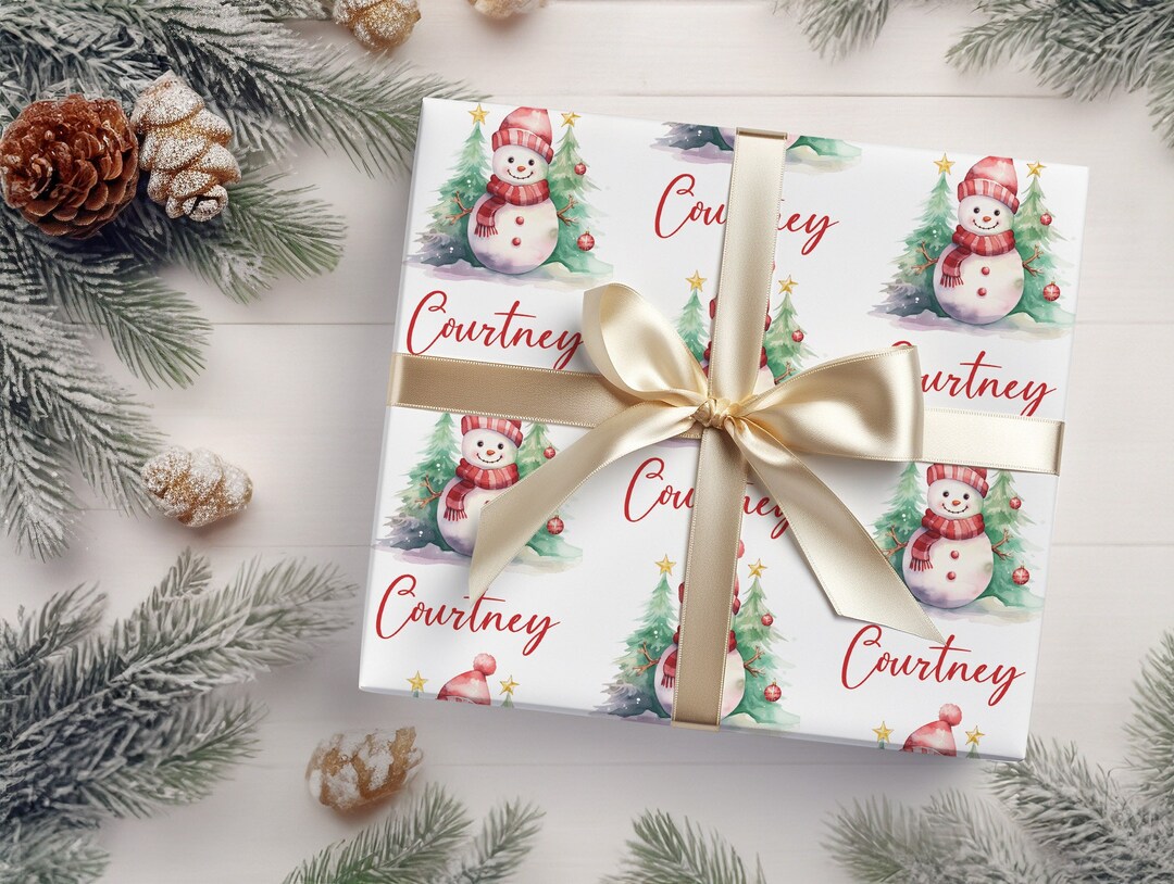personalized-christmas-wrapping-paper-snowman-wrapping-paper-custom