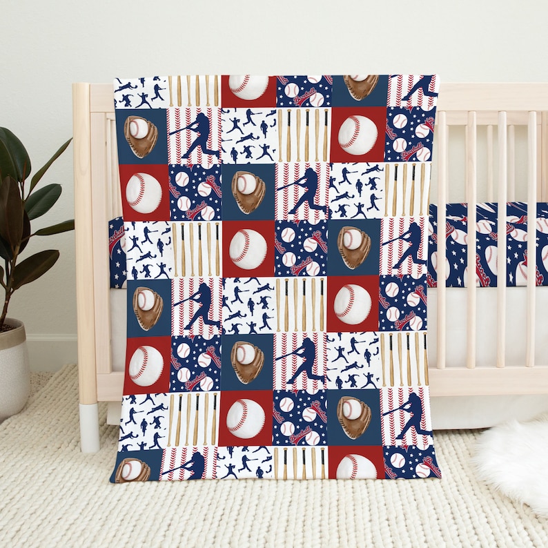 Baby Boy Crib Bedding Set Baseball Crib Bedding Sports Crib Etsy