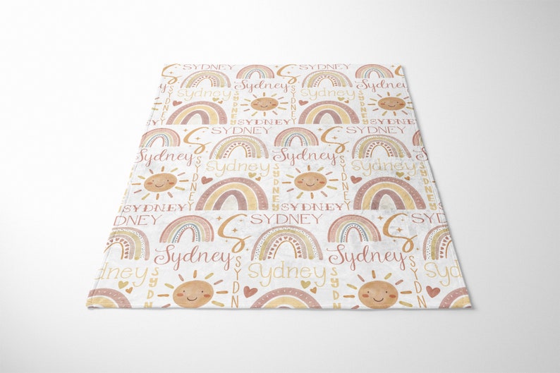 Personalized Rainbow Baby Blanket Neutral Baby Name Blanket Etsy