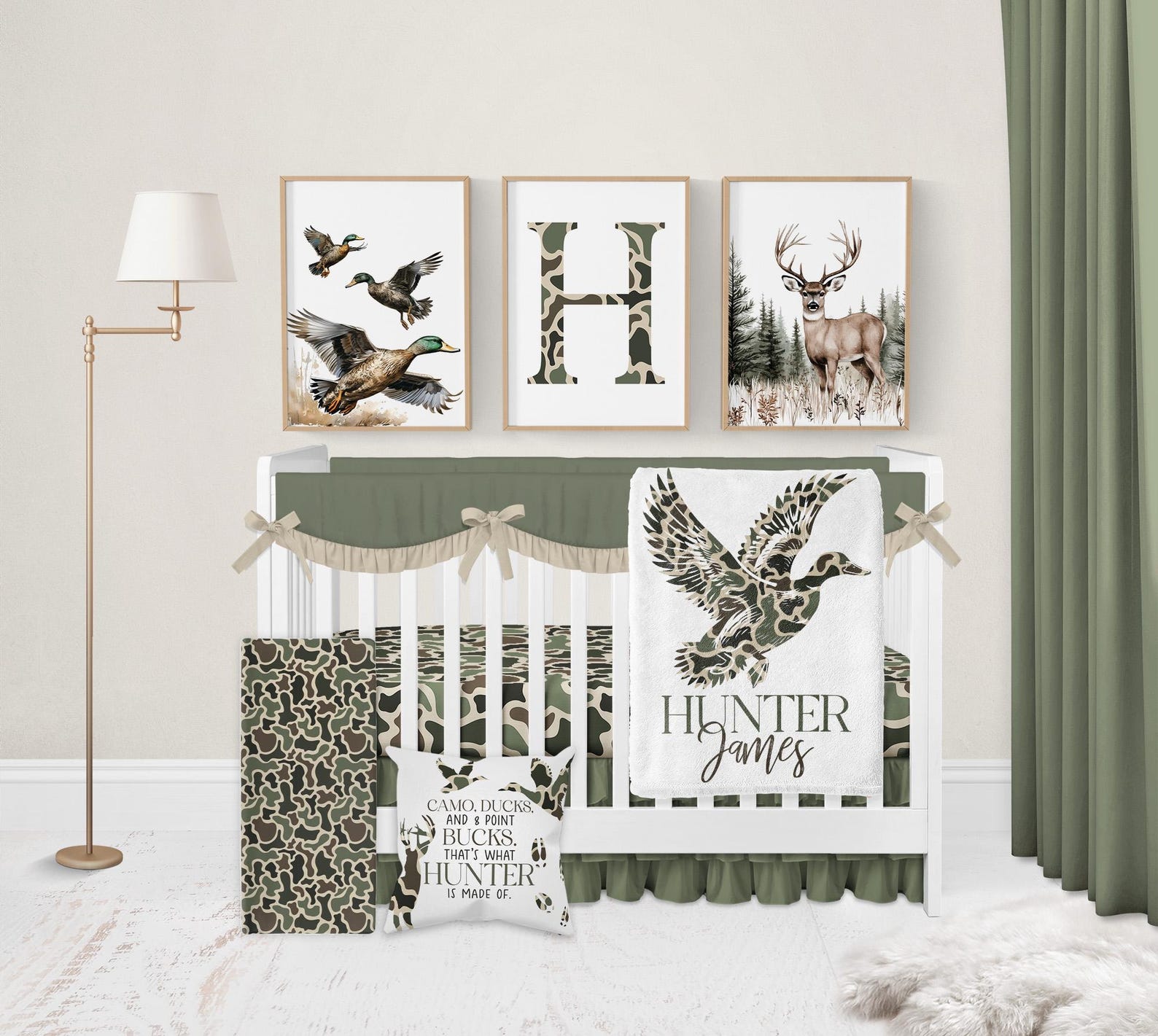 Duck Hunting Crib Set, Camo Nursery Bedding, Baby Boy Blanket, Deer ...