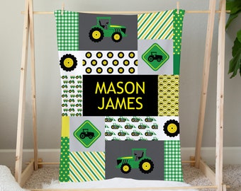 Personalized Tractor Blanket, Farming Baby Name Blanket, Farm Baby Blanket, Farmer Personalized Baby Blanket, Baby Boy Custom Baby Blanket