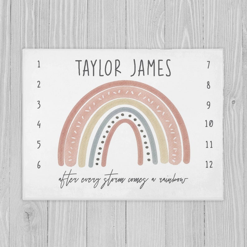 Personalized Rainbow Baby Milestone Blanket Rainbow Baby Etsy