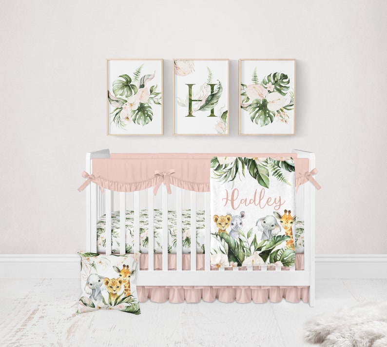 Safari Crib Bedding Set Baby Girl Crib Bedding Elephant Baby Etsy