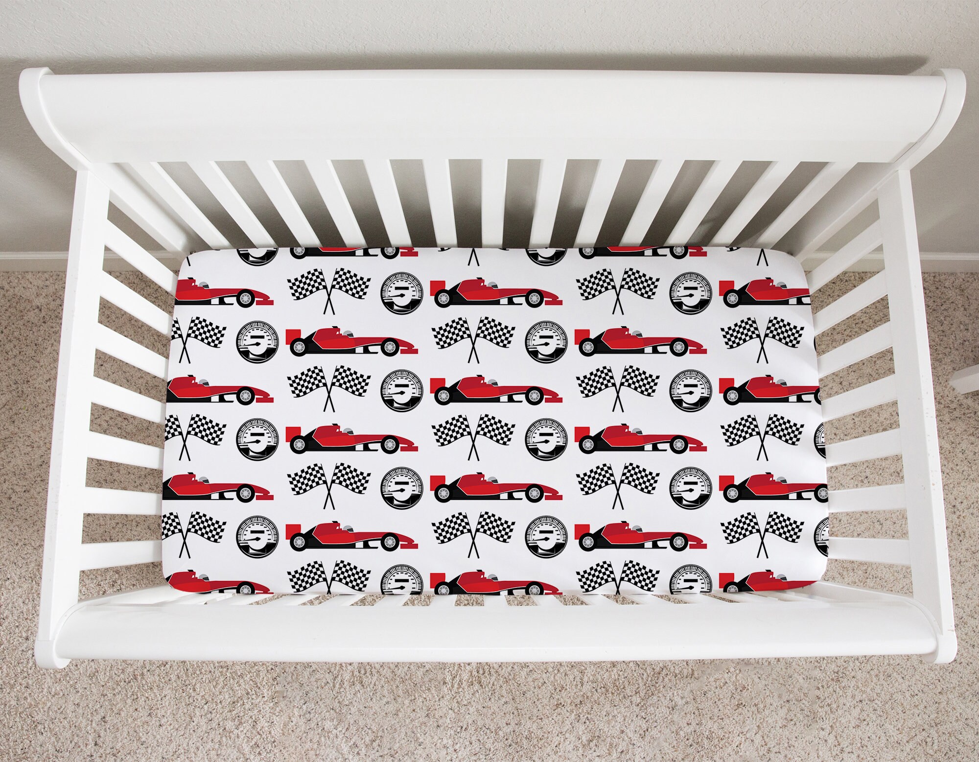 Race Car Crib Bedding Set, Baby Boy Crib Bedding Set, Race Car Nursery