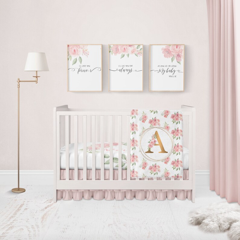 Custom Crib Sheet Personalized Floral Crib Sheet Pink Floral Etsy