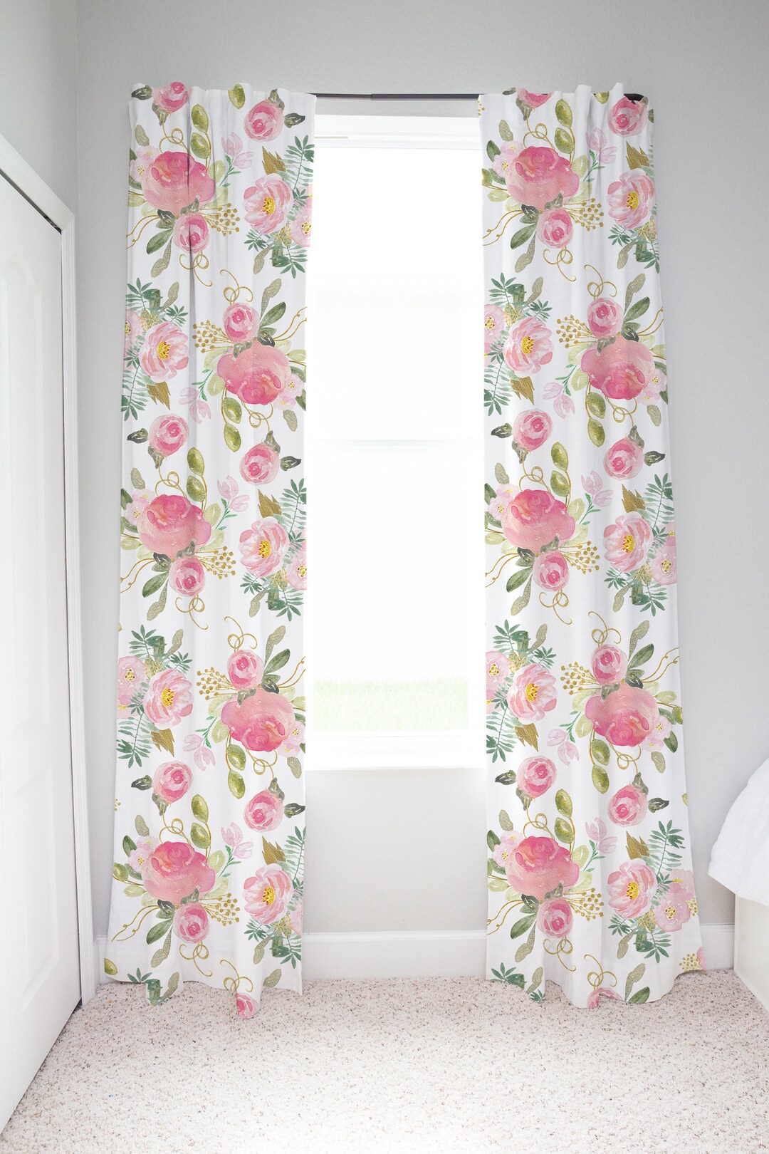 Pink Floral Nursery Curtains Baby Girls Nursery Curtains Etsy
