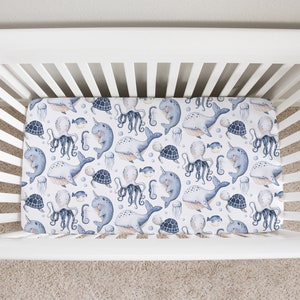 Under The Sea Crib Sheet, Ocean Crib Sheet, Crib Sheets Boy, Under The Sea Nursery, Blue Crib Sheet, Ocean Crib Bedding, Boy Crib Bedding