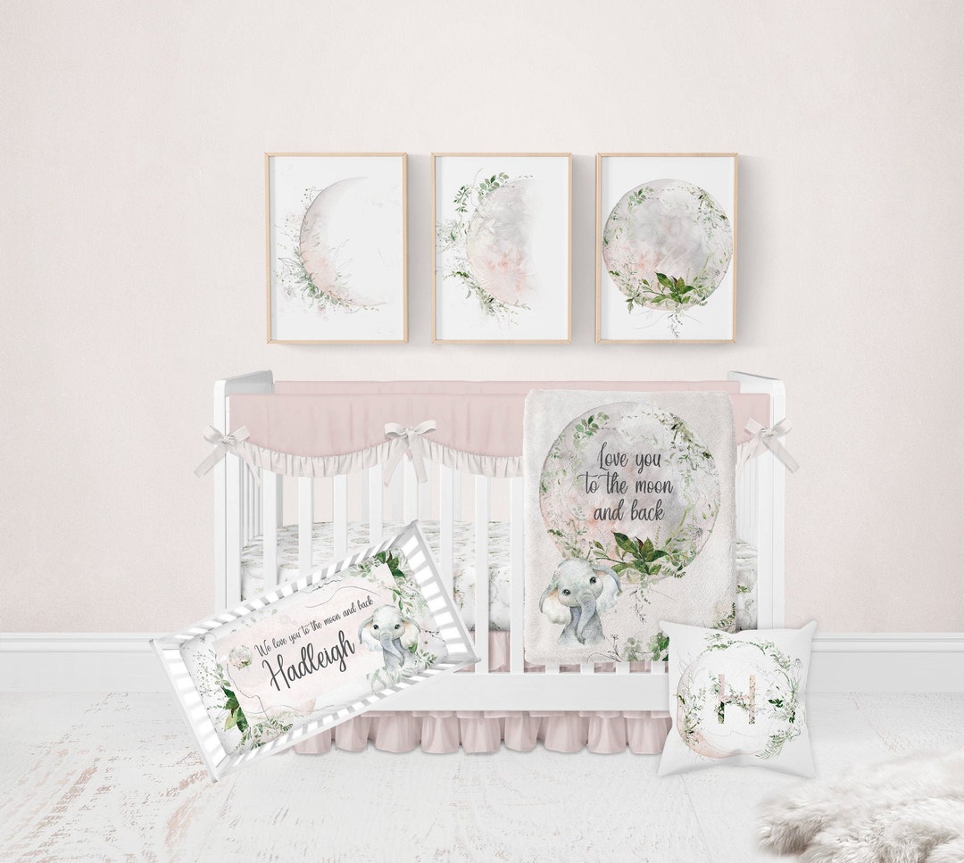 Buy Moon Crib Bedding, Love You to the Moon and Back, Elephant Baby Bedding  Set, Baby Girl Crib Bedding Set, Moon Stars Nursery, Moon Crib Sheet