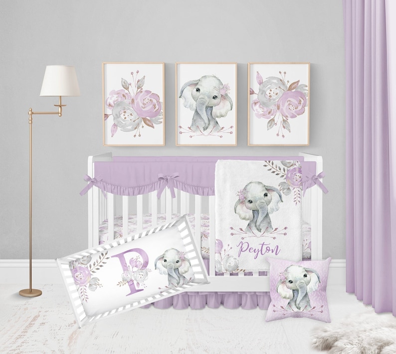 Elephant Baby Bedding Set Baby Girl Crib Bedding Set Etsy