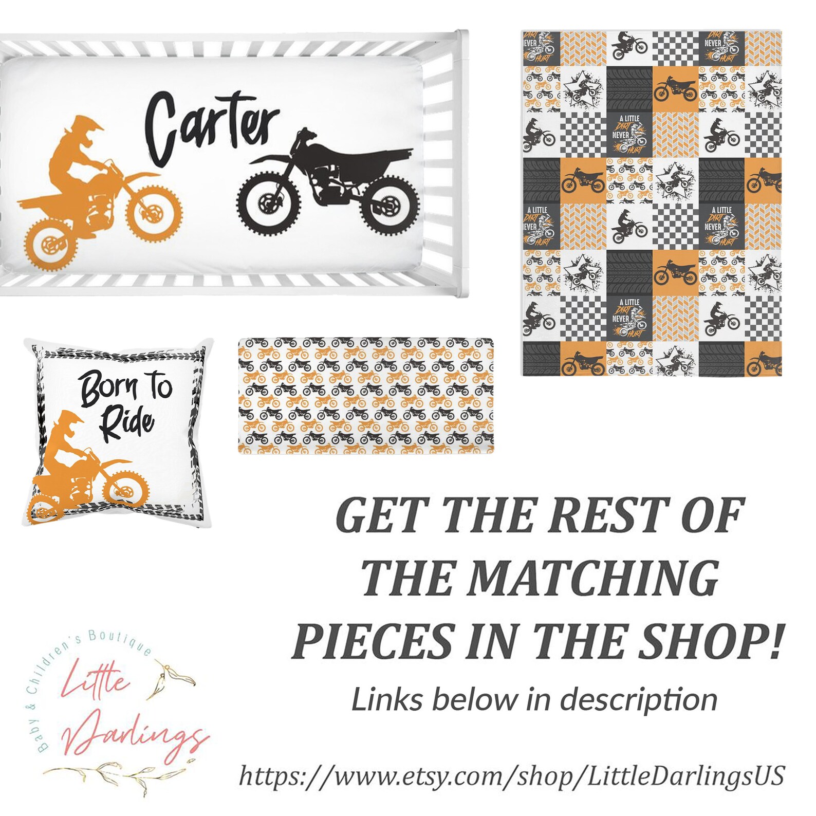 Personalized Motocross Crib Sheet, Dirt Bike Crib Sheet, Crib Sheets
